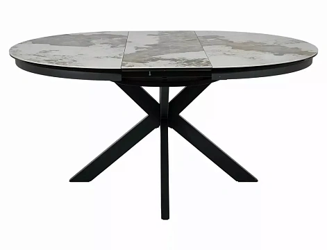 Стол обеденный SIGNAL PORTO Ceramic белый Pandoro/черный 120-160/120