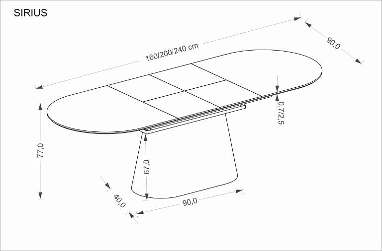 Стол обеденный HALMAR SIRIUS белый мрамор/натуральный 160-240/90