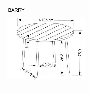 Стол обеденный HALMAR BARRY орех/черный 105