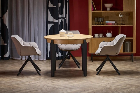Стол обеденный HALMAR SORBUS дуб натуральный/черный 100-200/100