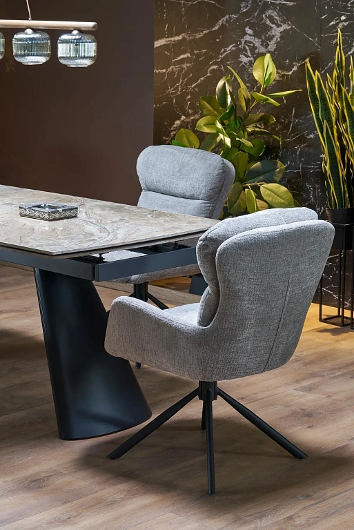 Стол обеденный HALMAR VINCE коричневый мрамор/черный 180-238/90